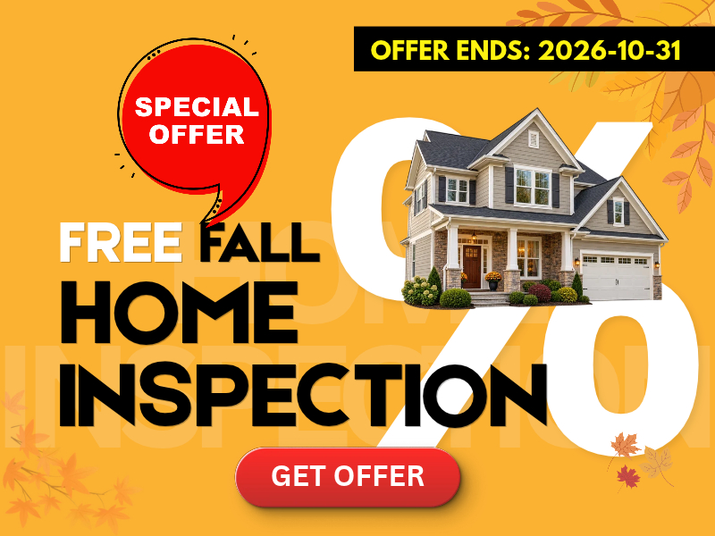 Icon Pest free fall home inspection promotion with exterior, attic, roofline and pest entry point checks until October 31, 2026.
